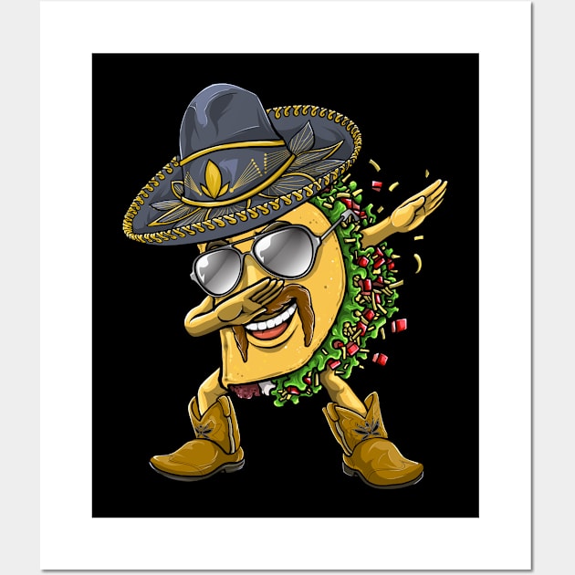 Cinco de Mayo Dabbing Taco Hombre Wall Art by KAWAIITEE